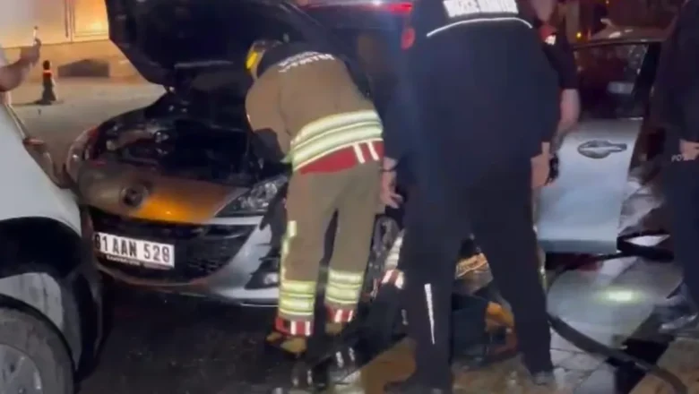 Düzce’de maskeli bir kişi otomobili kundakladı